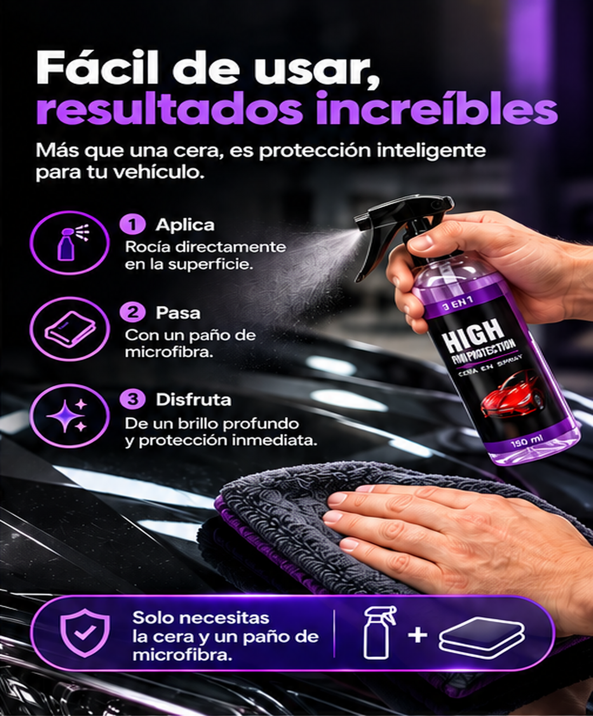 Cera protectora y abrillantadora para auto 3 en 1